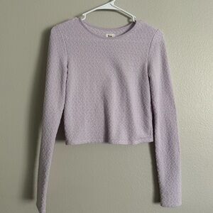 Aerie Lilac Stretchy Textured Long Sleeve Top Women’s XS Fitted Soft Knit Boho